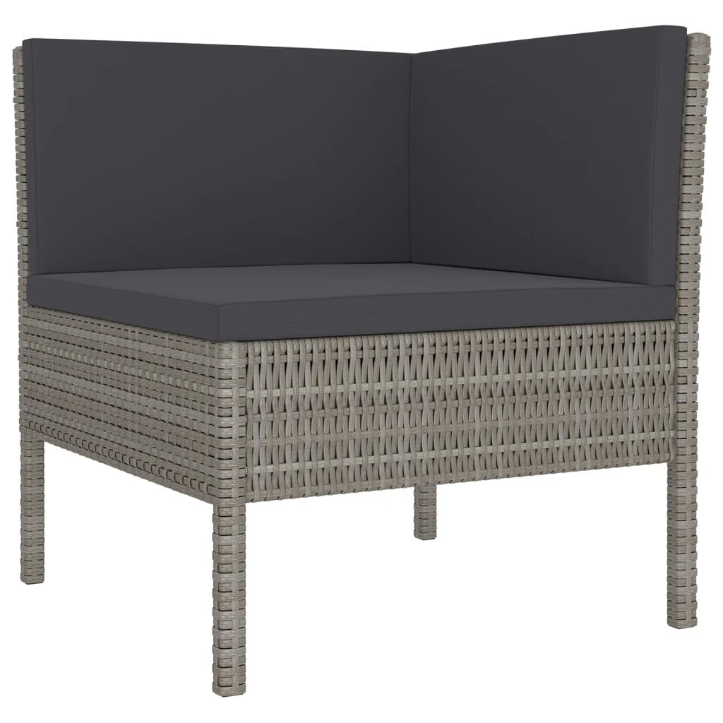 Set De Muebles De Jardín 14 Pzas Y Cojines Ratán Sintético Gris VidaXL - Imagen 4