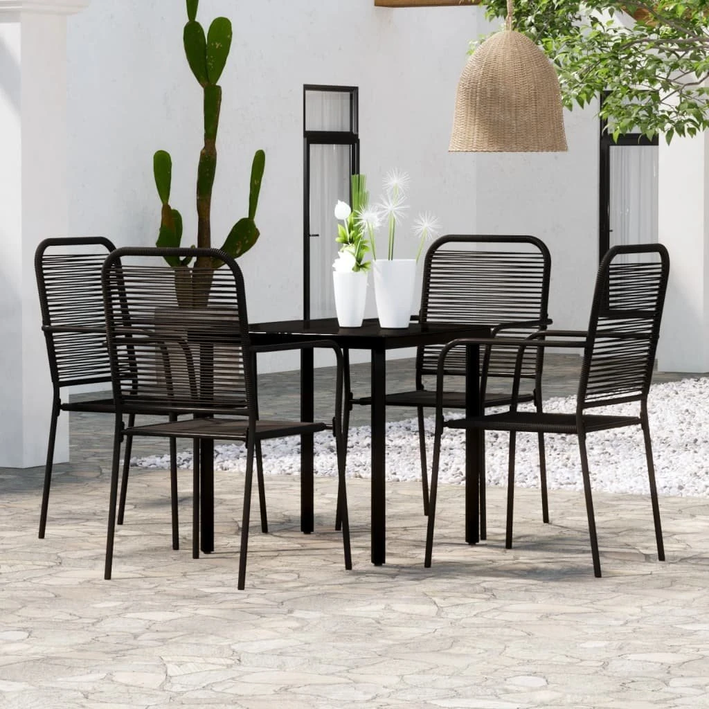 Juego De Comedor De Jardín 5 Piezas Negro VidaXL - Imagen 3