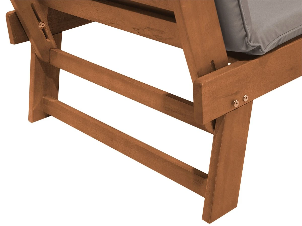 Banco De Jardín En Madera Clara Con Cojines Grises PORTICI - Imagen 11