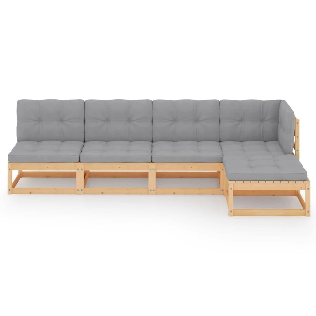 Juego De Muebles De Jardín 5 Pzas Y Cojines Madera Pino Maciza VidaXL - Imagen 2