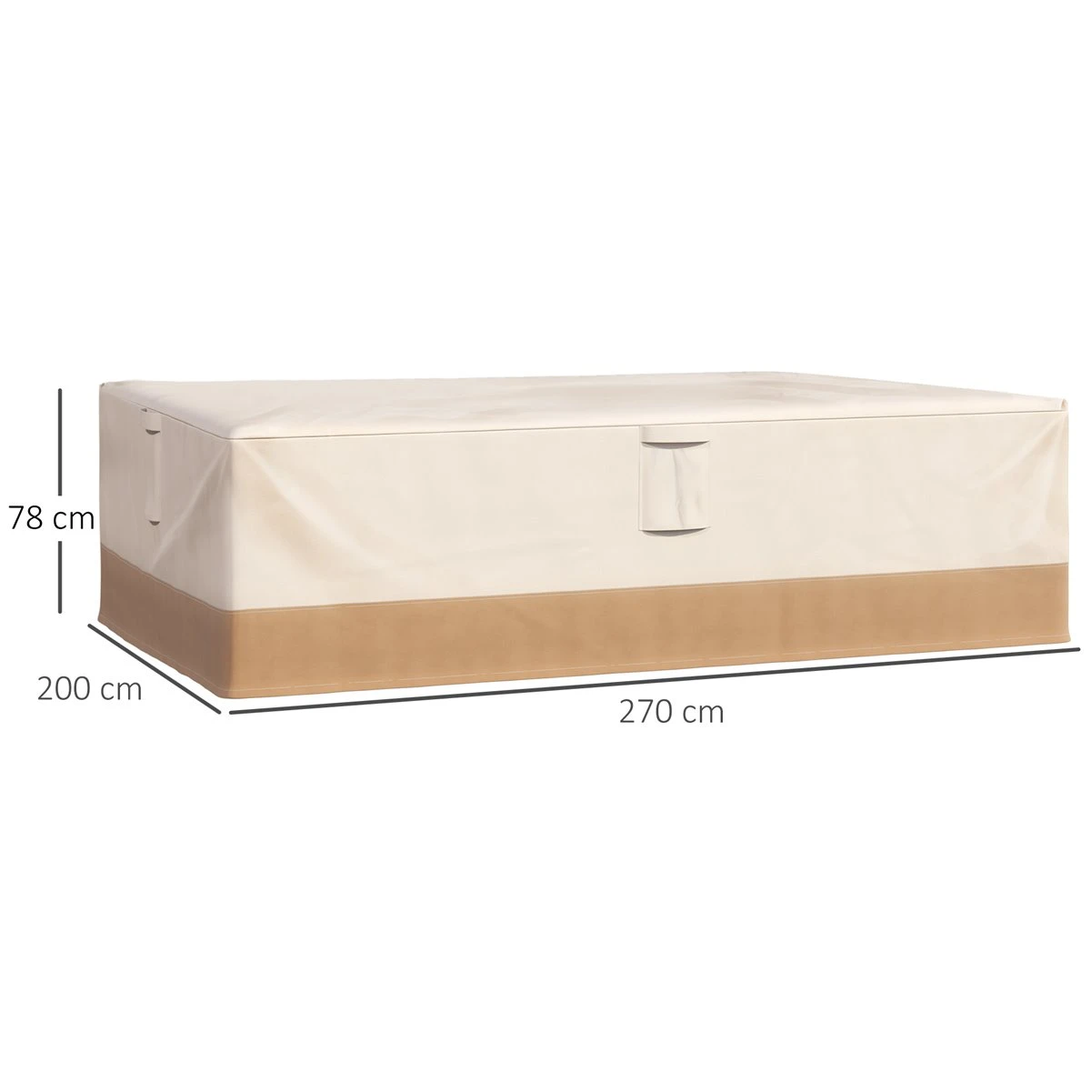 Outsunny Funda Protectora Para Muebles De Jardín 275x208x78 Tela Oxford 600D Impermeable Cubierta Para Sofás Mesas Exterior Con 4 Ventilaciones 5 Asas Y Cordón De Tracción Beige - Imagen 3
