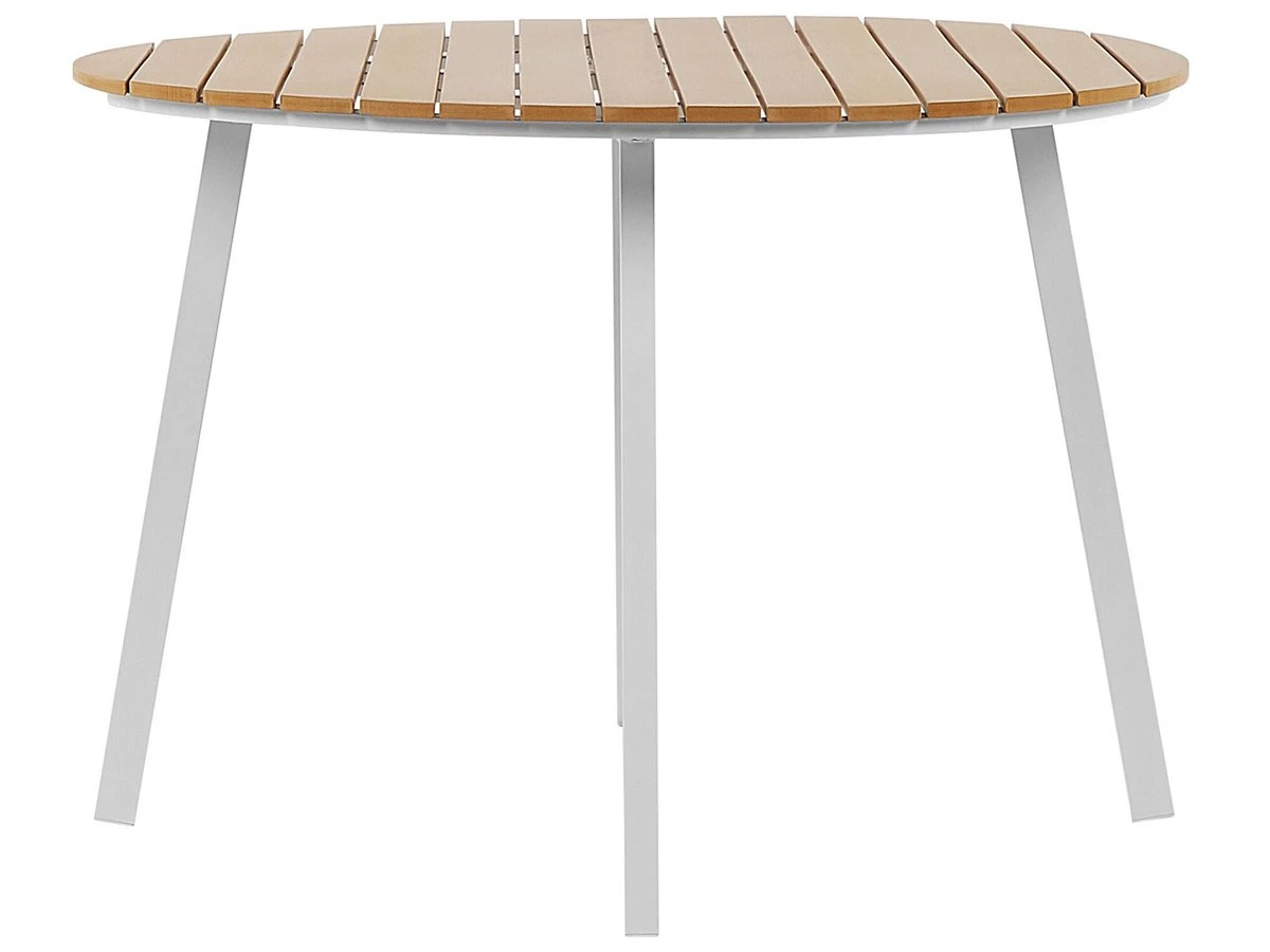 Mesa De Jardín De Madera Plástica Clara/blanco ø 105 Cm CAVOLI - Imagen 4