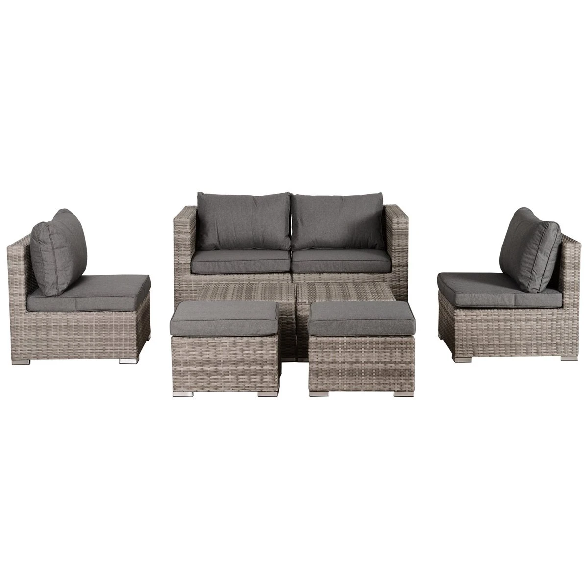 Outsunny Conjunto De Muebles De Jardín 8 Piezas De Ratán Convertible Con 2 Mesas De Centro 2 Sofás Esquineros 2 Sillones 2 Taburetes Con Cojines Para Patio Porche Terraza Gris - Imagen 4