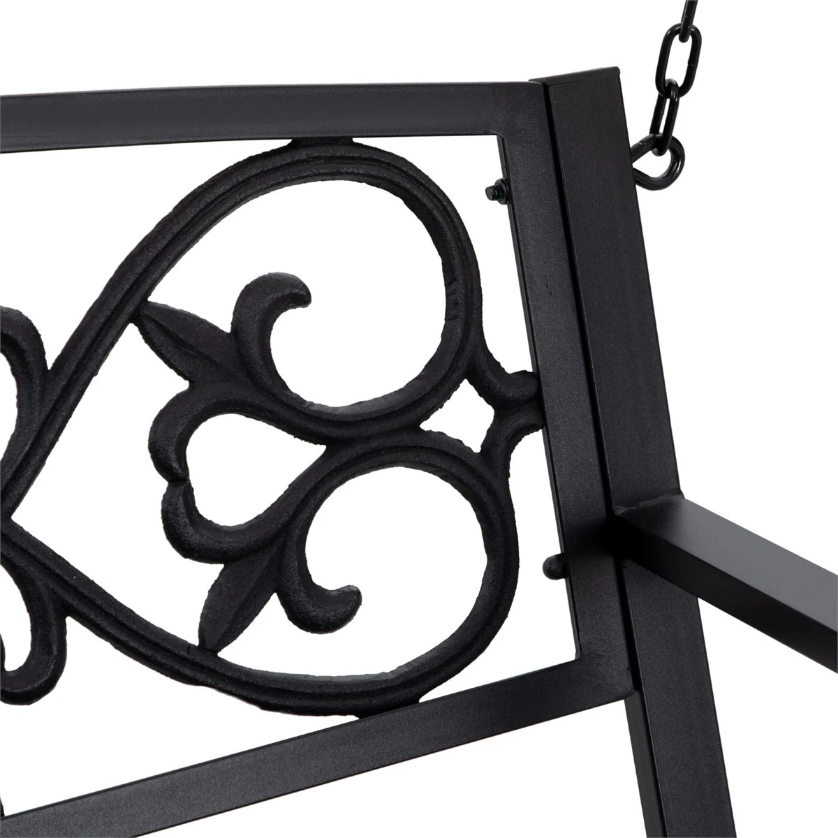 Outsunny Banco Columpio De 2 Plazas Banco Colgante De Acero Con Reposabrazos Carga Máx. 240 Kg Para Jardín Terraza Balcón Exterior 127x59,5x52 Cm Negro - Imagen 8