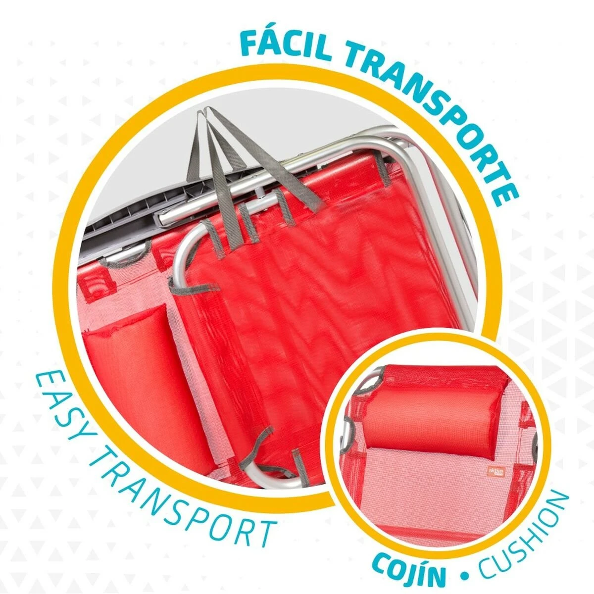 Silla Plegable Con Reposacabezas Aktive Menorca Rojo 48 X 84 X 46 Cm (2 Unidades) - Imagen 5