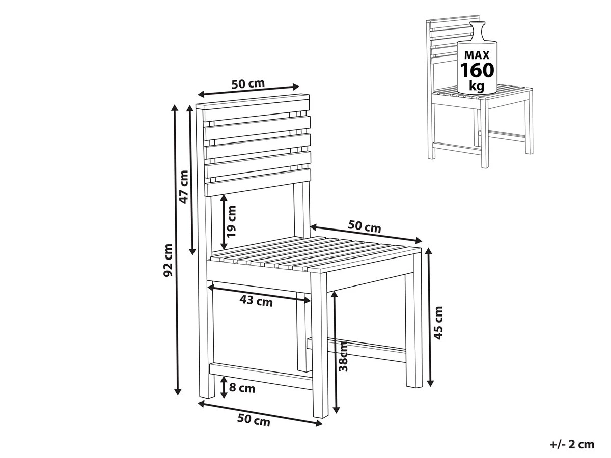 Silla De Balcón De Madera De Acacia TREIA - Imagen 3