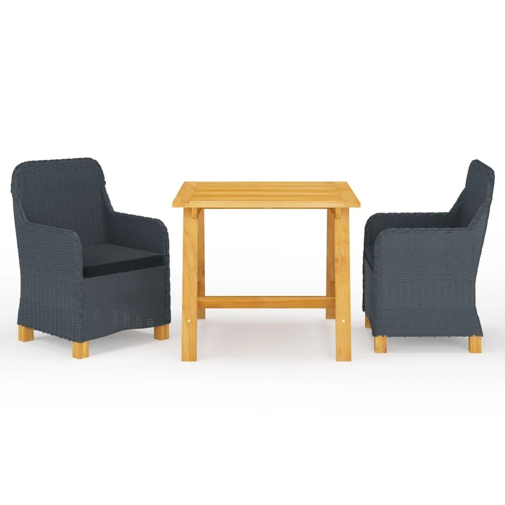 Juego De Comedor Para Jardín 3 Piezas Gris Oscuro VidaXL