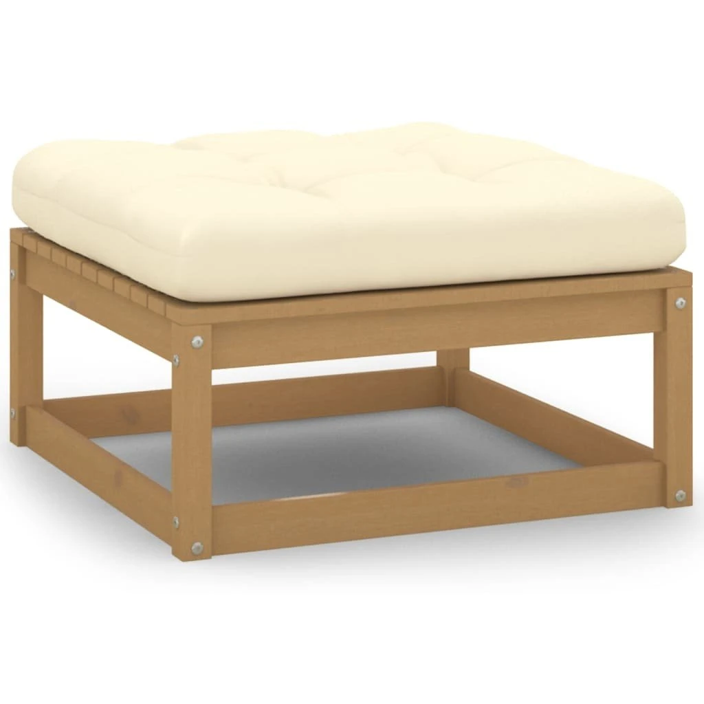 Set De Muebles De Jardín 10 Pzs Cojines Madera Pino Marrón Miel VidaXL - Imagen 6