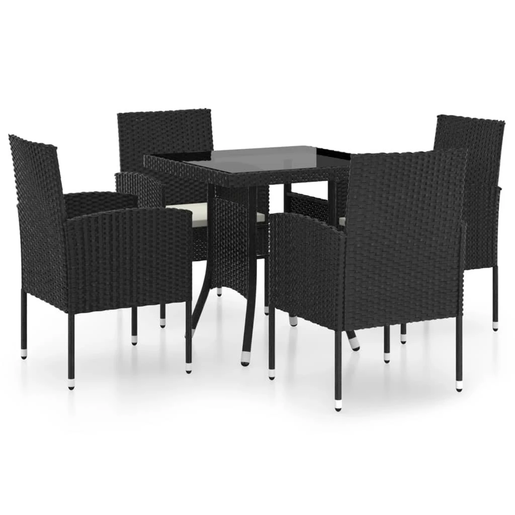 Juego De Comedor Para Jardín 5 Piezas Ratán Sintético Negro VidaXL - Imagen 2