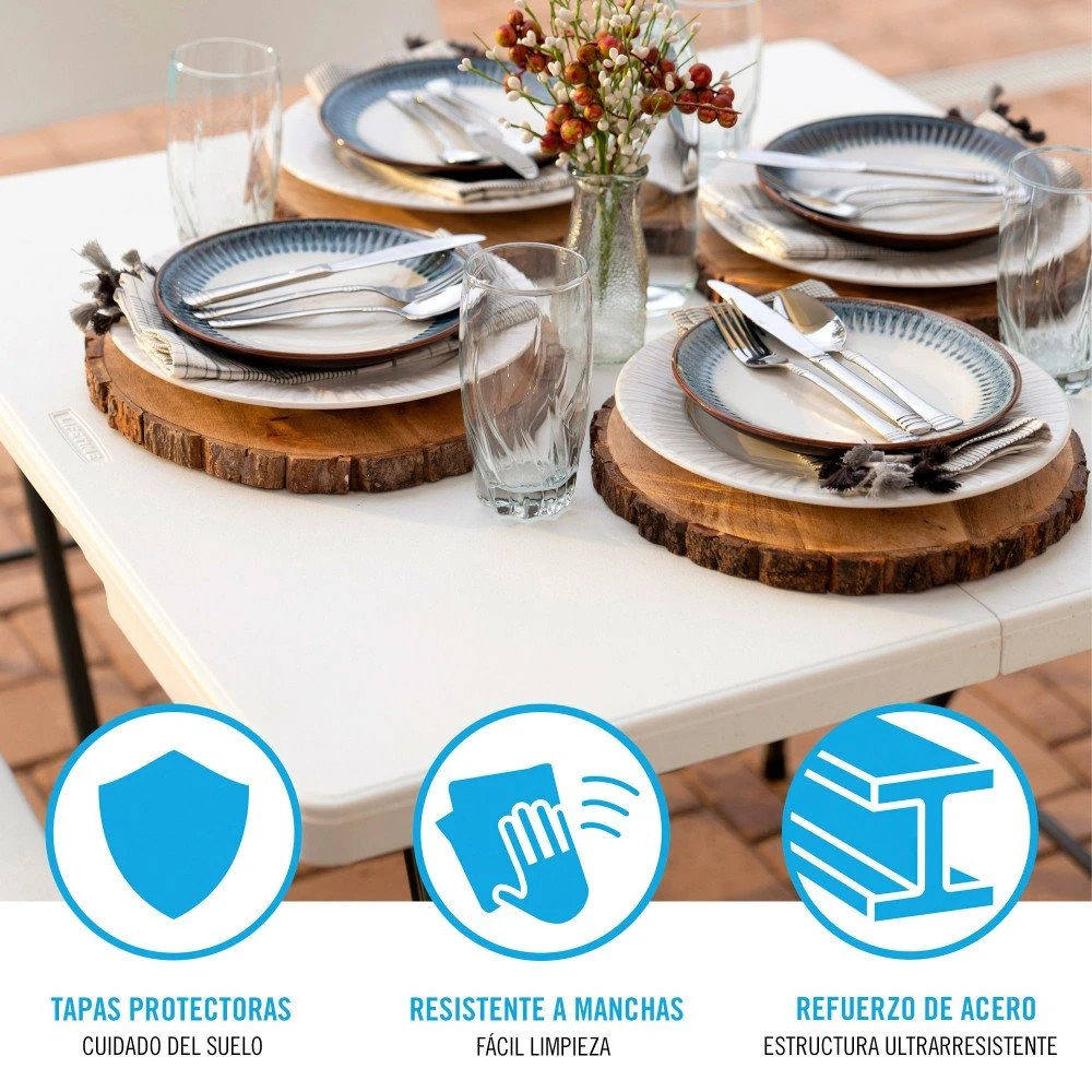 Mesa Cuadrada Plegable Blanco LIFETIME 94x94x74 Cm - Imagen 4