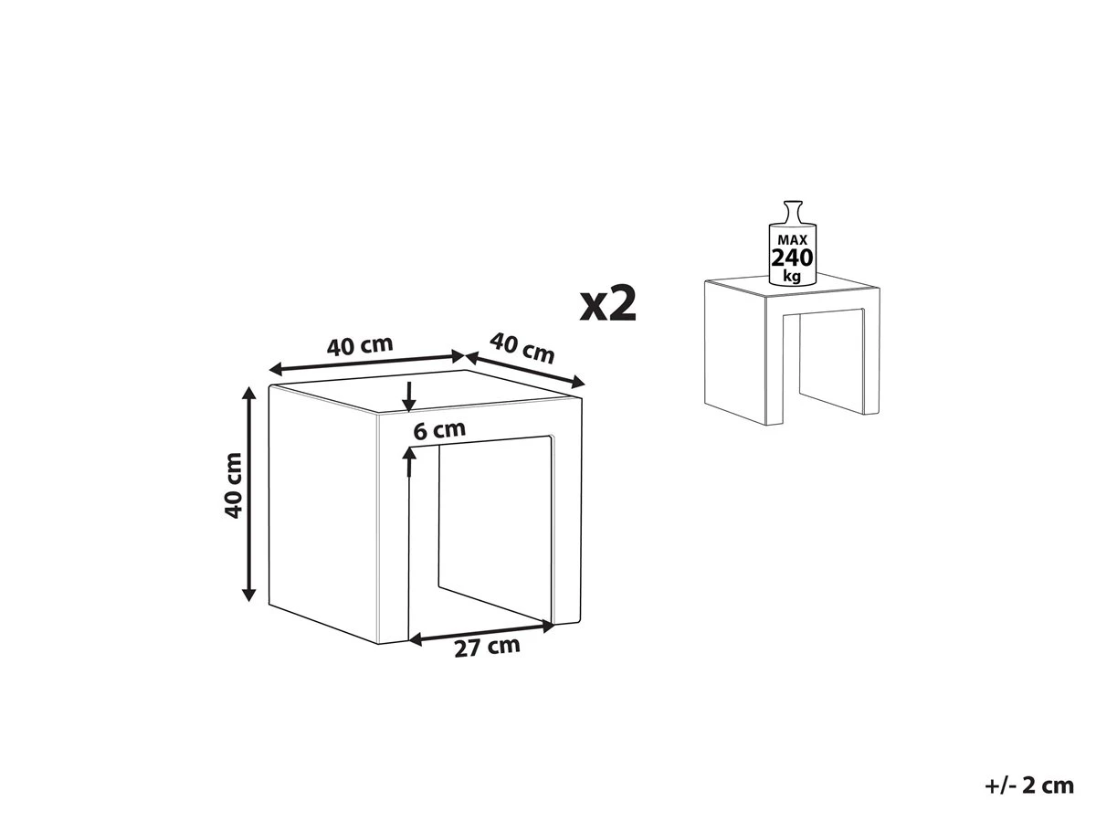 Conjunto De 2 Sillas De Jardín De Cemento Reforzado Gris TARANTO - Imagen 3