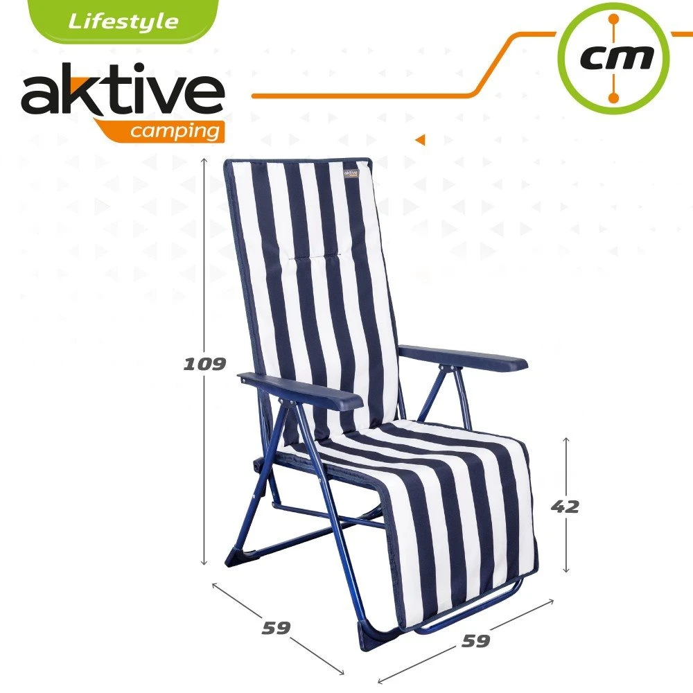 Tumbona Plegable 5 Posiciones Rayas Marineras Aktive Garden - Imagen 6