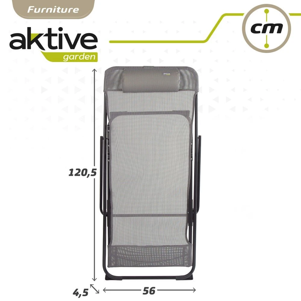 Silla Tumbona Plegable De Jardín Gris Con Asa Aktive - Imagen 7