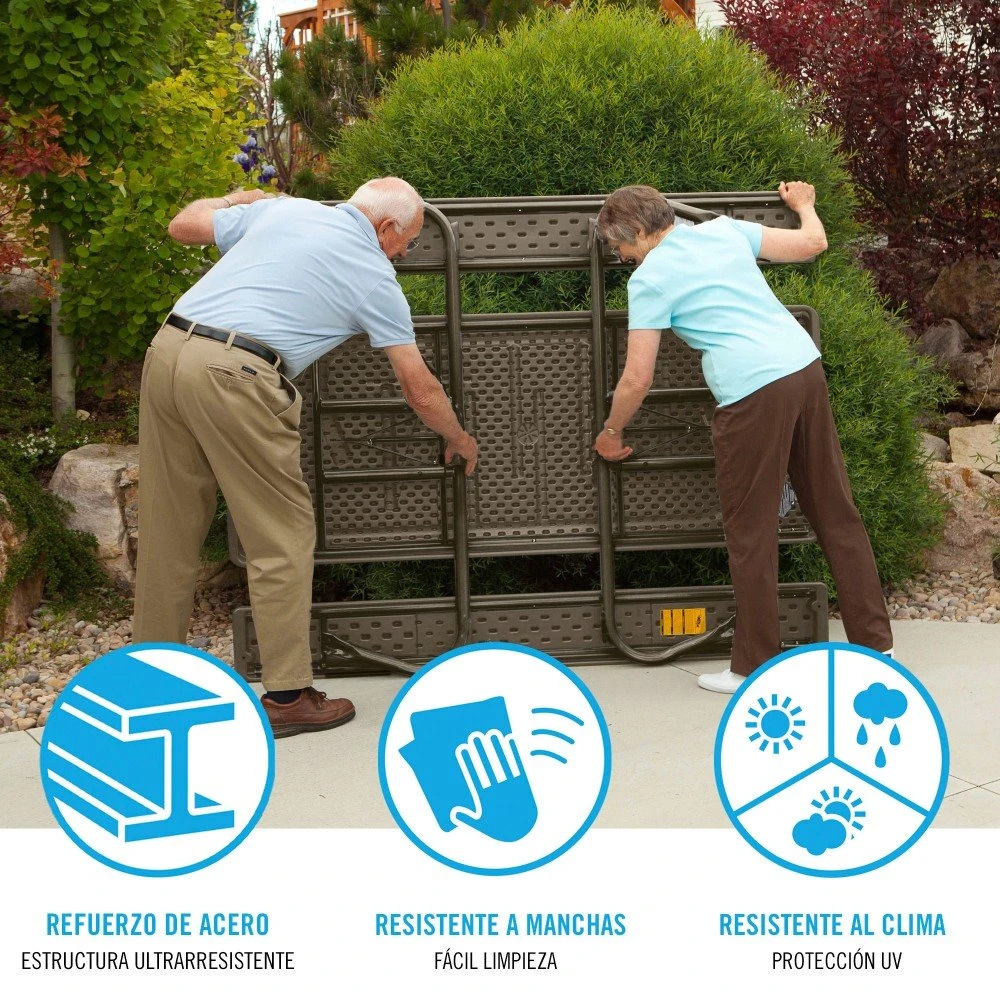 Mesa Con Bancos Plegable Ultrarresistente Marrón LIFETIME 183x76x74 Cm UV100 - Imagen 4