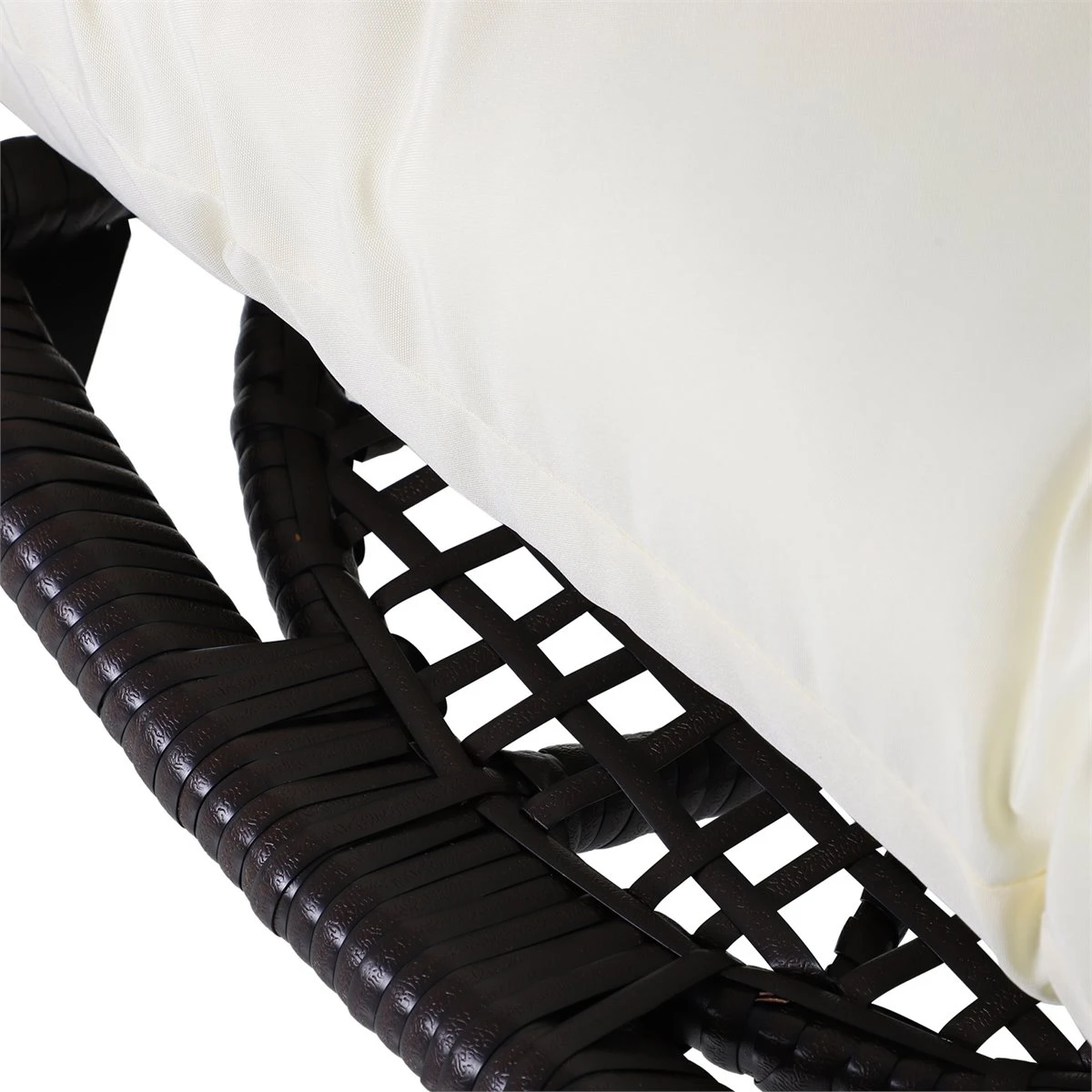 Outsunny Sillón De Ratán Balcón En Forma De Lágrima Con Cojín Acolchado De Algodón PP Estilo Moderno Para Exterior E Interior Carga 160 Kg 101x89x156 Cm Marrón Y Crema - Imagen 5