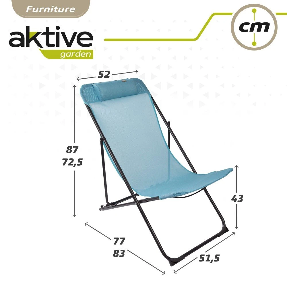 Silla Tumbona Plegable De Jardín Multiposición Azul Con Asa Aktive - Imagen 4