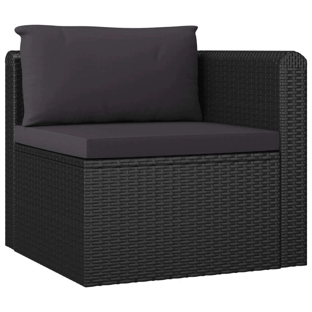 Set Muebles De Jardín 7 Piezas Y Cojines Ratán Sintético Negro VidaXL - Imagen 6