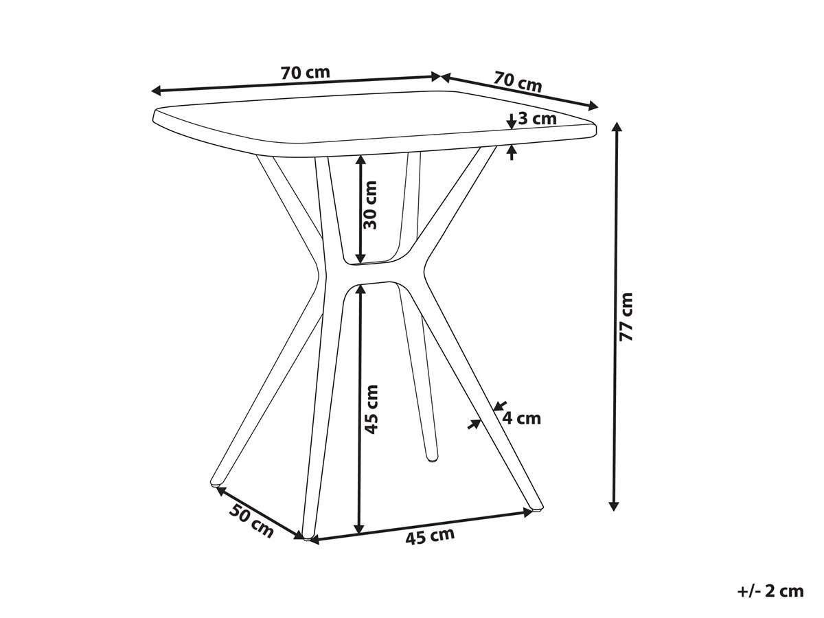 Mesa De Balcón De Material Sintético Blanco 70 X 70 Cm SERSALE - Imagen 3