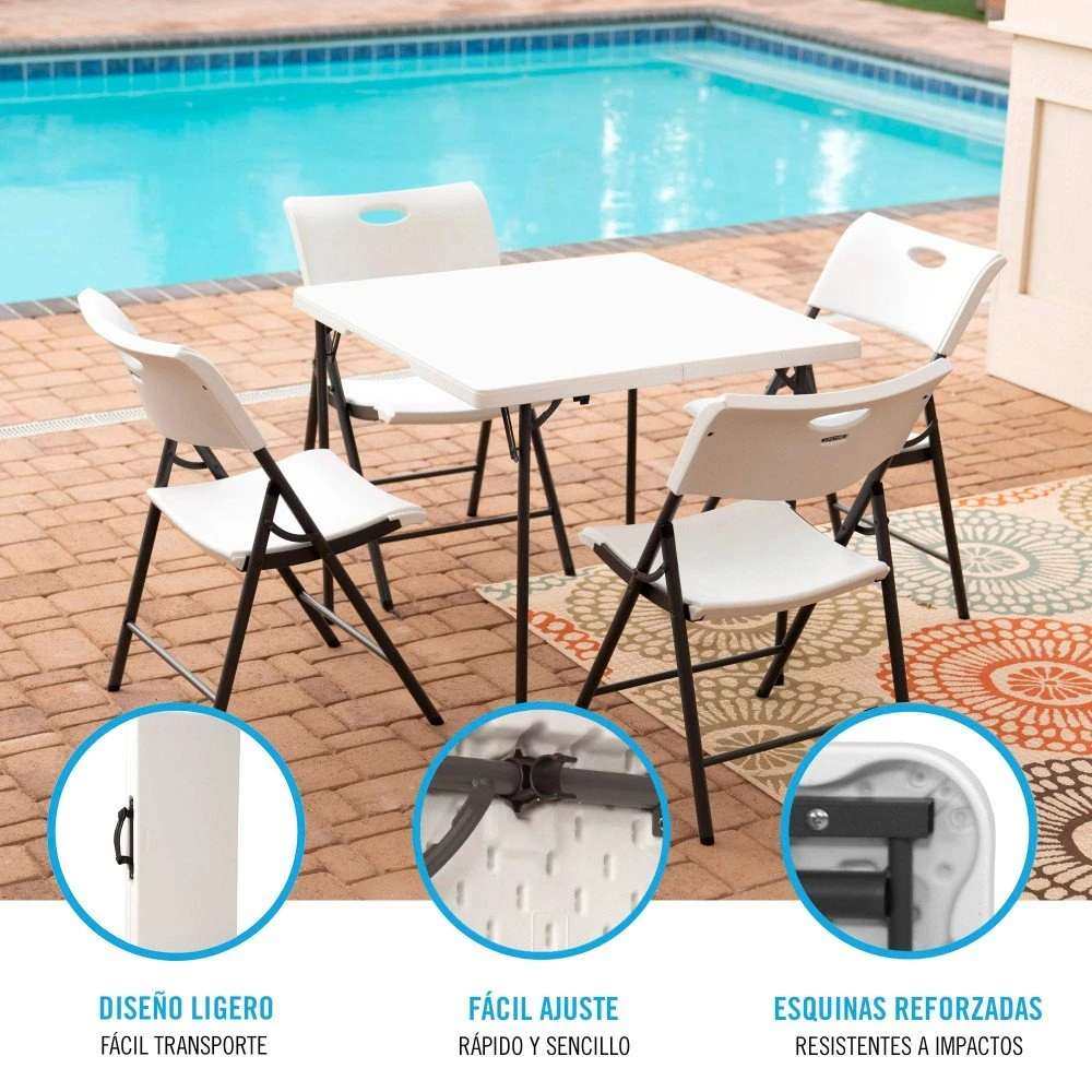 Mesa Cuadrada Plegable Blanco LIFETIME 94x94x74 Cm - Imagen 3