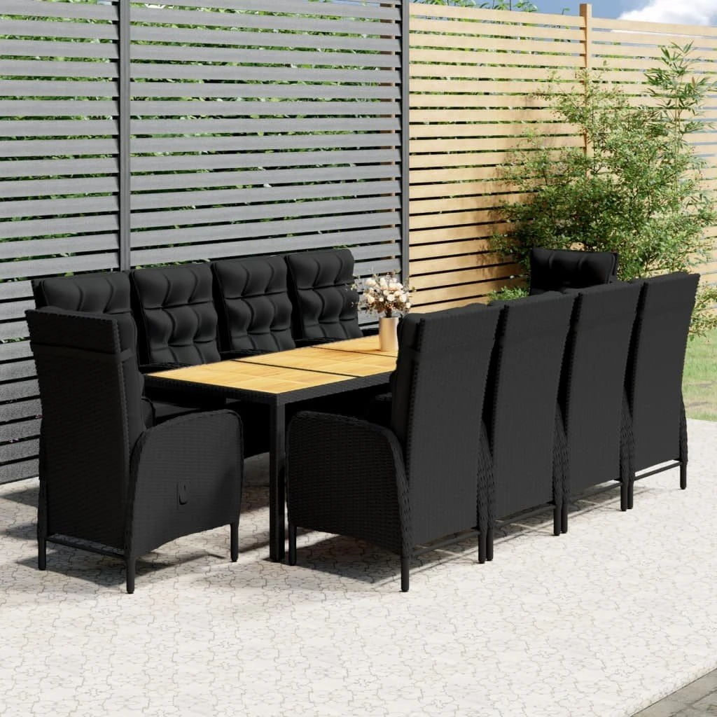 Set De Comedor De Jardín 11 Piezas Ratán Sintético Negro VidaXL - Imagen 3