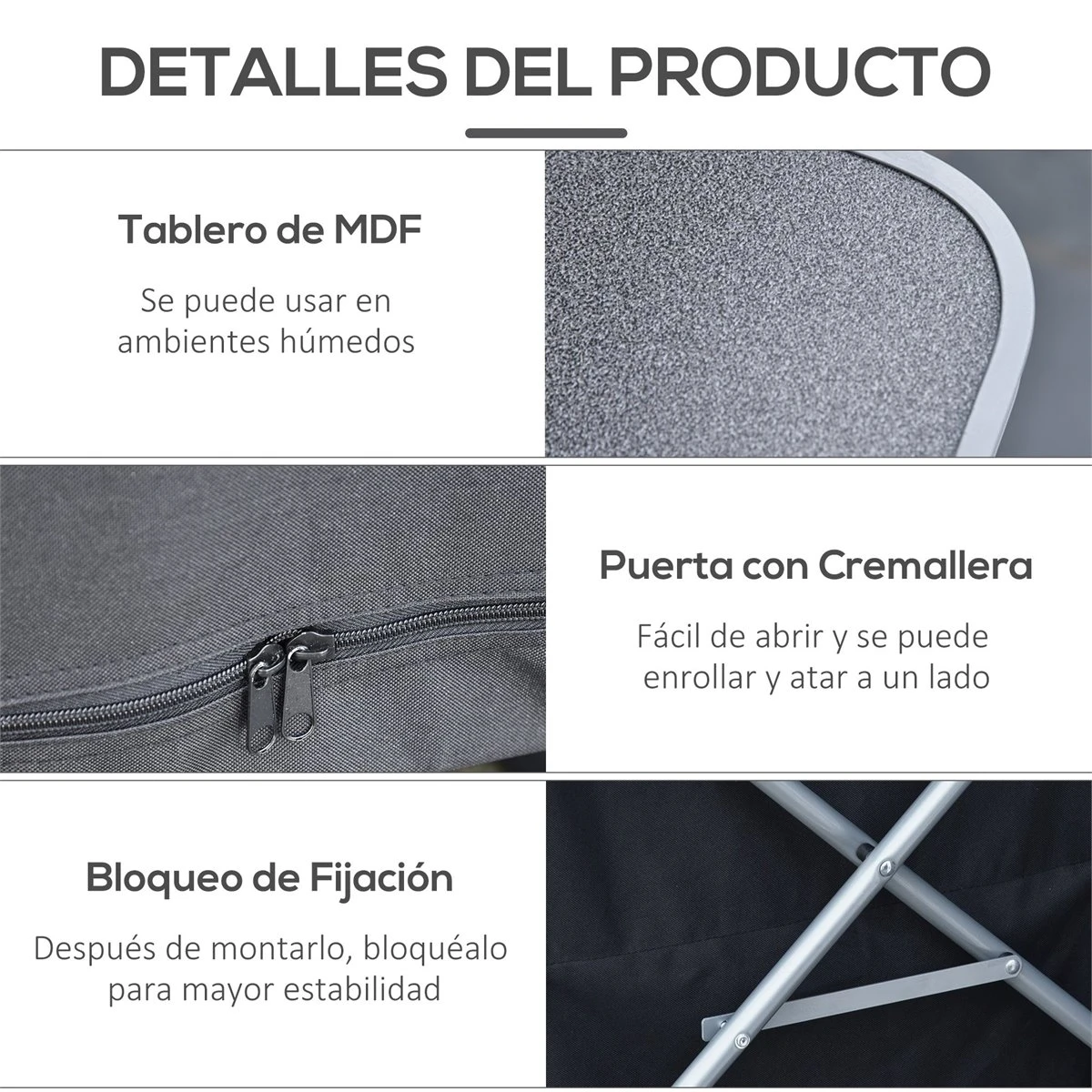 Outsunny Armario Cocina De Camping Plegable Con Paravientos 3 Estantes Bolsa De Almacenamiento Encimera 58X65x93 Cm Para Exterior Acampadas Picnics Tela Oxford Negro - Imagen 6