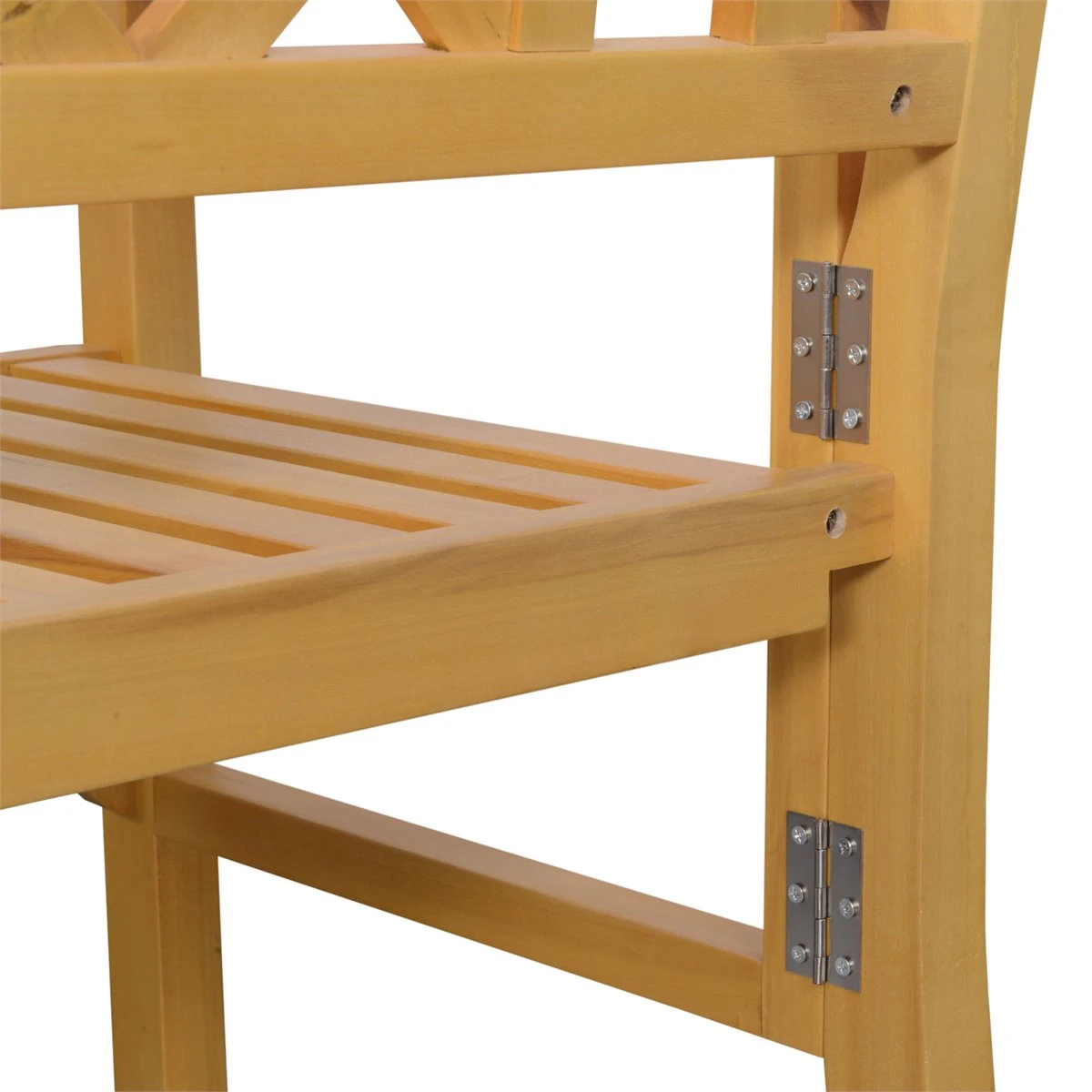 Outsunny Banco De Jardín Plegable De Madera Banco De 2 Plazas Exterior 120,5x55,5x90,2 Cm Con Asiento De Listones Y Reposabrazos Para Terraza Balcón Patio Natural - Imagen 8