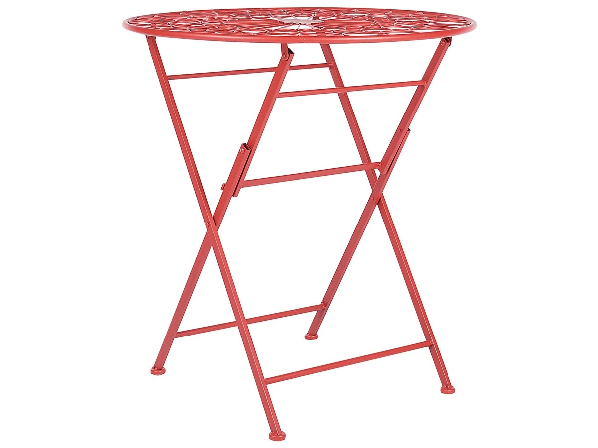 Mesa De Balcón De Metal Rojo ø 70 Cm SCARIO - Imagen 2
