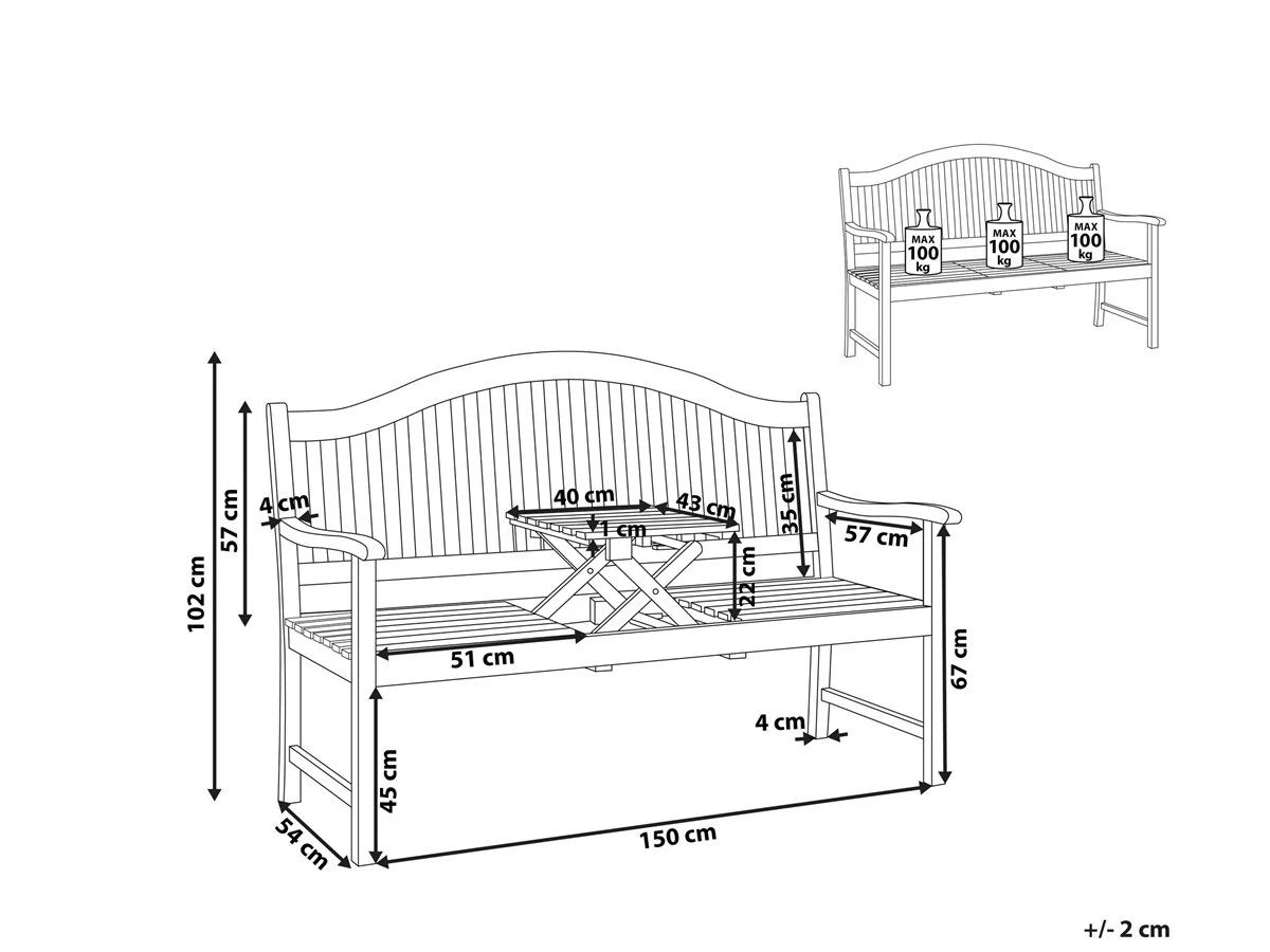 Banco De Jardín De Madera De Acacia HILO - Imagen 3
