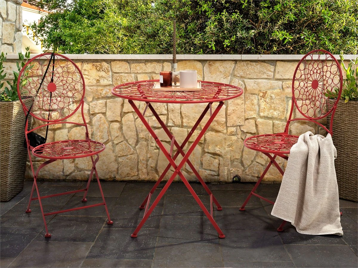 Mesa De Balcón De Metal Rojo ø 70 Cm SCARIO