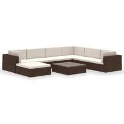 Set Muebles De Jardín 8 Piezas Y Cojines Ratán Sintético Marrón VidaXL