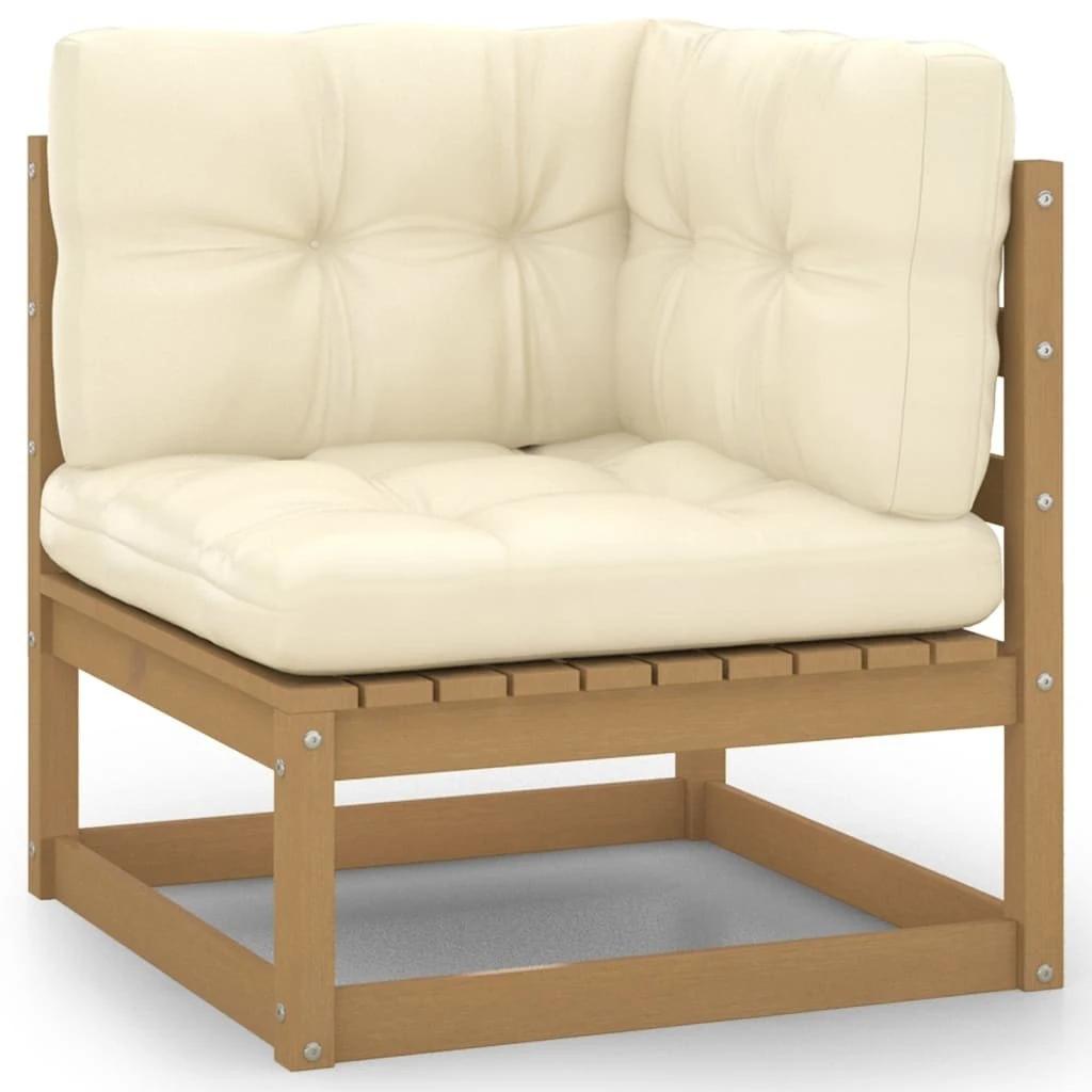 Set De Muebles De Jardín 10 Pzs Cojines Madera Pino Marrón Miel VidaXL - Imagen 4