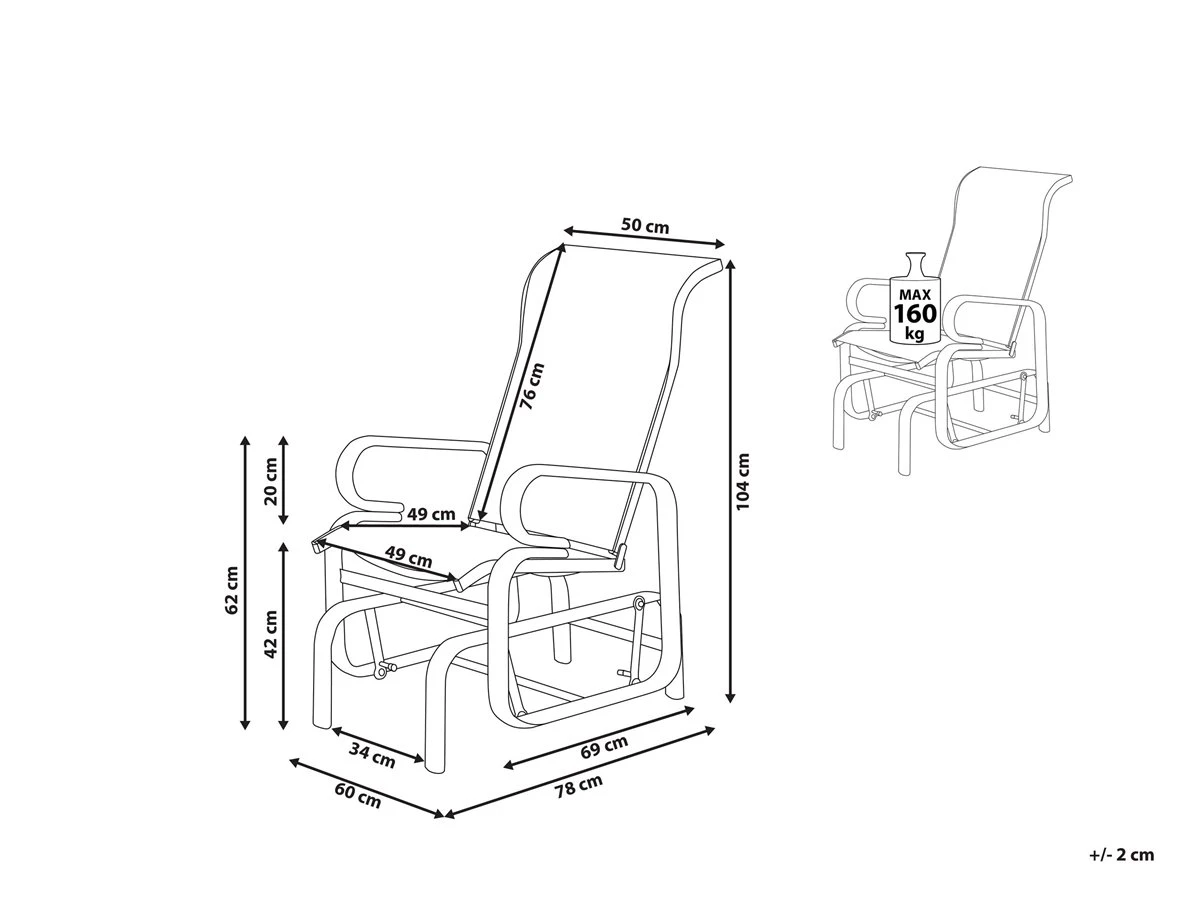 Silla De Jardín De Metal Marrón/gris BORGIO - Imagen 3