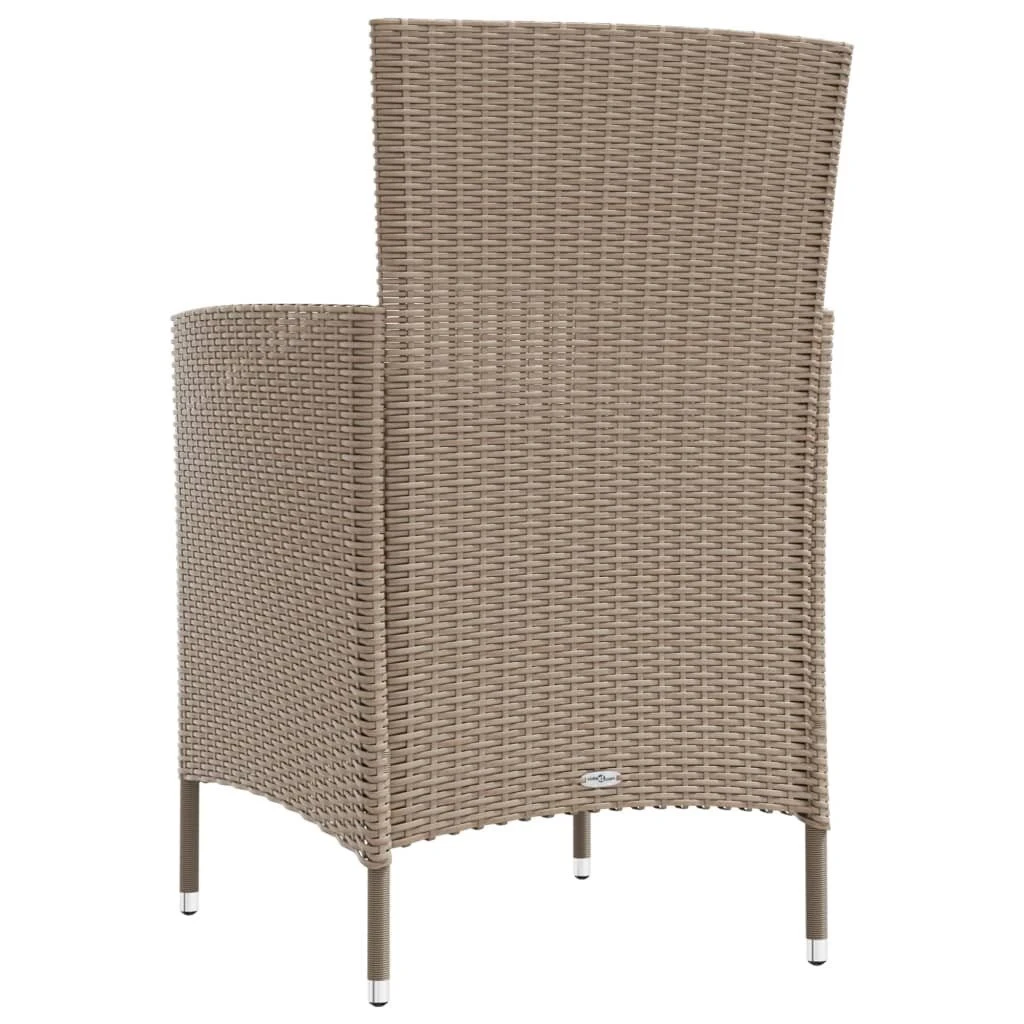 Set De Comedor De Jardín 3 Pzas Y Cojines Ratán Sintético Beige VidaXL - Imagen 6