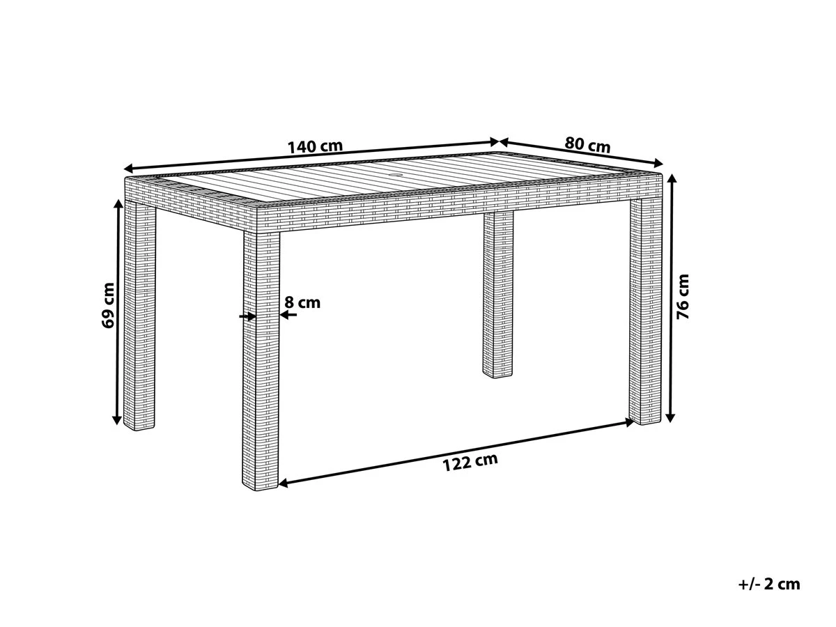 Mesa De Jardín Blanca 140 X 80 Cm FOSSANO - Imagen 3