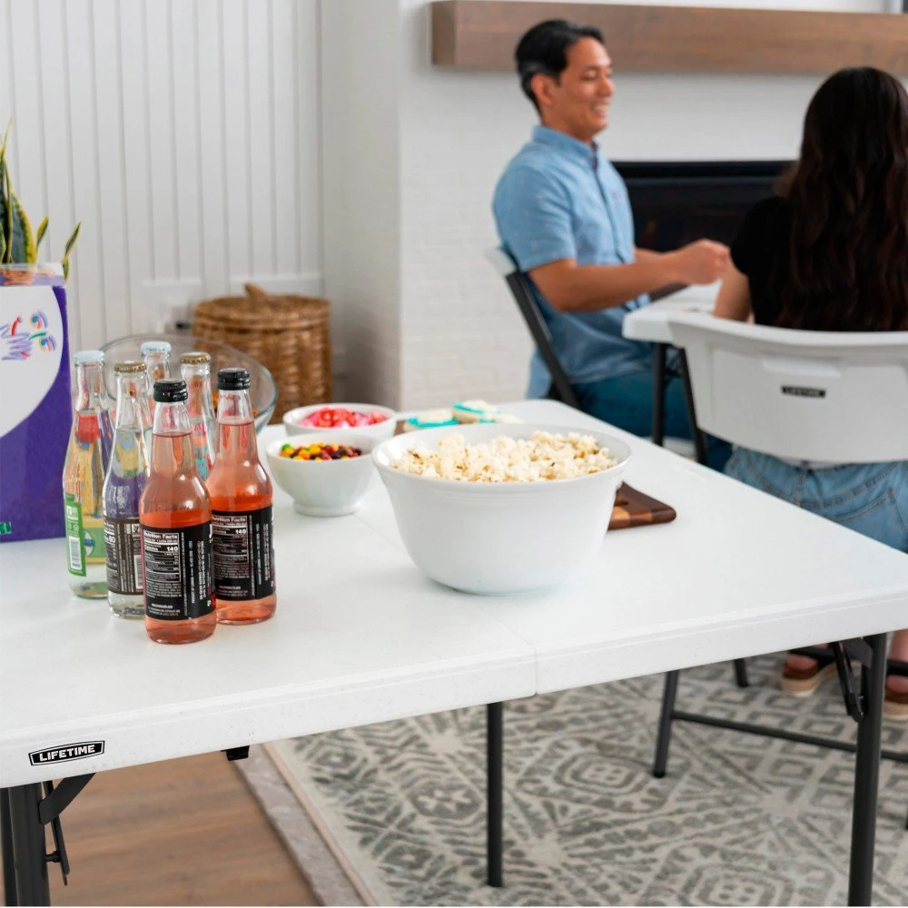 Mesa Cuadrada Plegable Blanco 94x94x74 Cm LIFETIME - Imagen 5