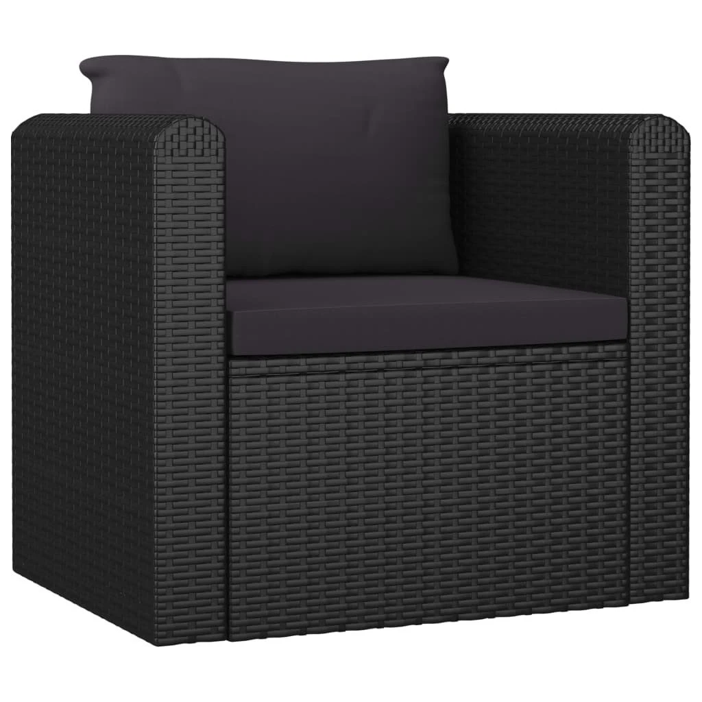 Set Muebles De Jardín 7 Piezas Y Cojines Ratán Sintético Negro VidaXL - Imagen 5