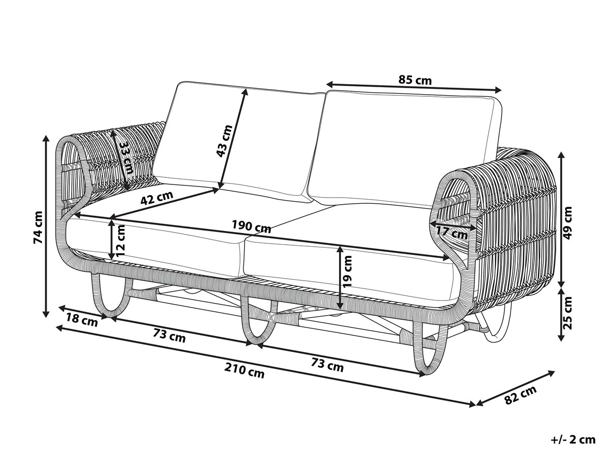 Sofá De Ratán Natural 2 Plazas DOLCEDO - Imagen 3