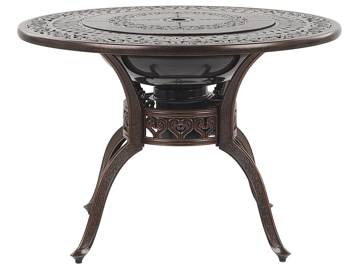 Mesa De Jardín De Metal Marrón Oscuro/beige ⌀ 105 Cm MANFRIA - Imagen 2