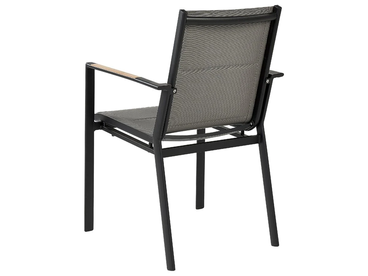 Conjunto De 6 Sillas De Jardín De Metal Negro/gris/madera Clara BUSSETO - Imagen 7