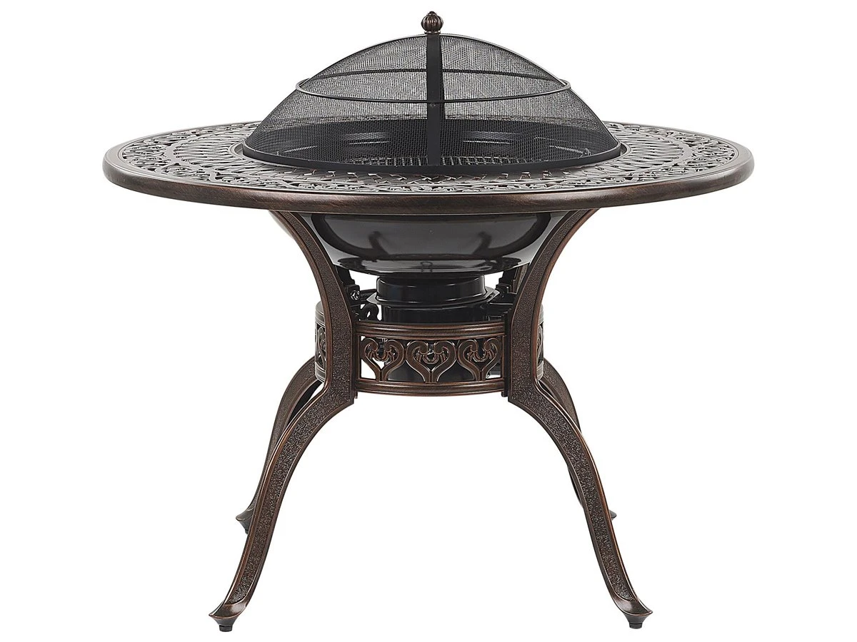 Mesa De Jardín De Metal Marrón Oscuro/beige ⌀ 105 Cm MANFRIA - Imagen 5