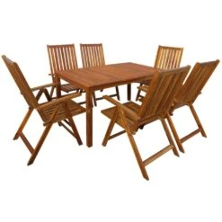 Set De Comedor De Jardín 7 Piezas Madera Maciza De Acacia VidaXL