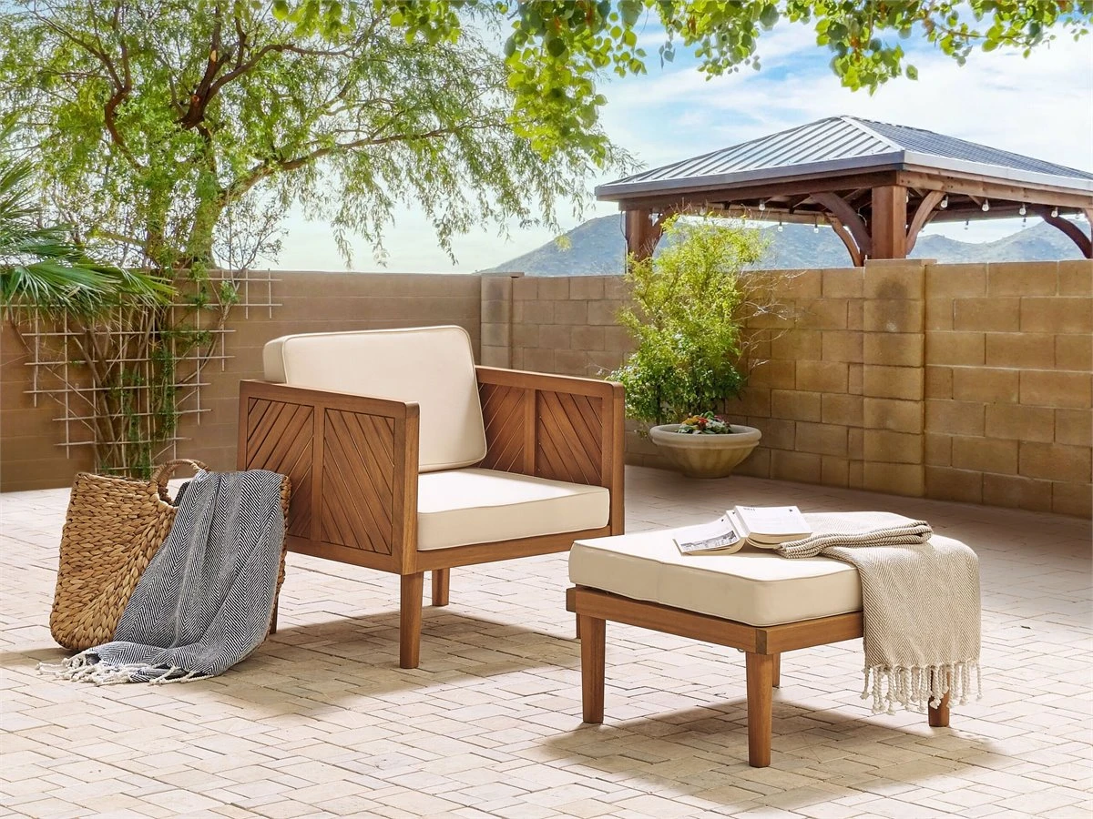 Sillón De Jardín De Madera De Acacia Madera Clara/blanco Crema BARATTI