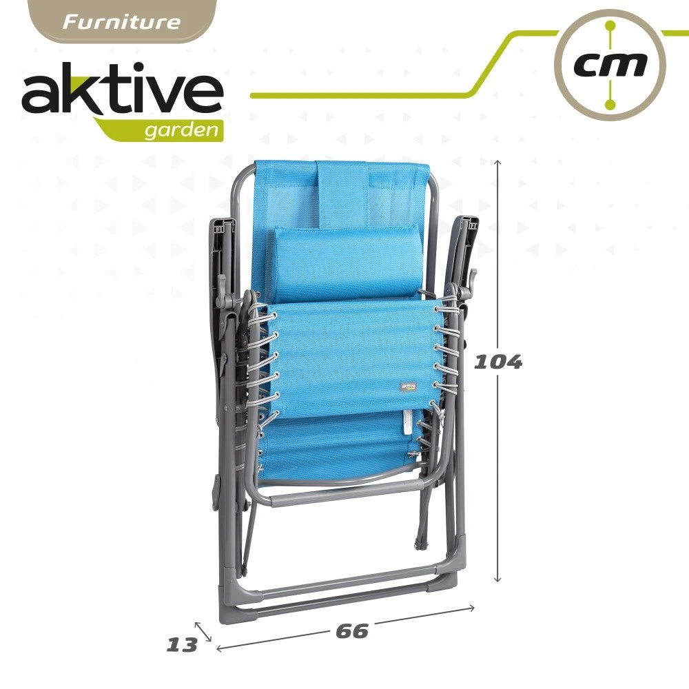 Silla Tumbona Plegable Jardín Gravedad Cero Azul C/cojín Aktive - Imagen 8