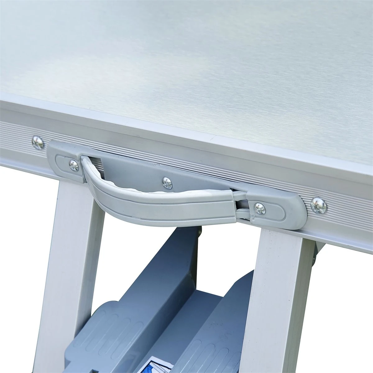 Outsunny Mesa Maleta De Camping Plegable Portátil Con 4 Asientos Y Agujero Para Sombrilla Estructura De Aluminio Para Playa Picnic 136x85,5x66 Cm Plata - Imagen 7