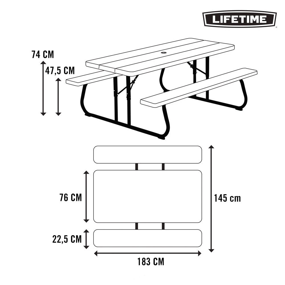 Mesa Con Bancos Plegable Ultrarresistente Marrón LIFETIME 183x76x74 Cm UV100 - Imagen 8