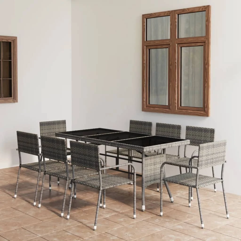 Set Comedor Jardín 9 Pzas Ratán Sintético Gris Antracita Y Gris VidaXL
