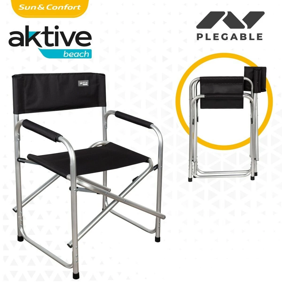 Silla Plegable Para Camping Aktive Negro 51 X 81 X 45 Cm (4 Unidades) - Imagen 4