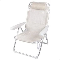 Silla De Playa Y Tumbona 2 En 1 Plegable Beige C/cojín Aktive