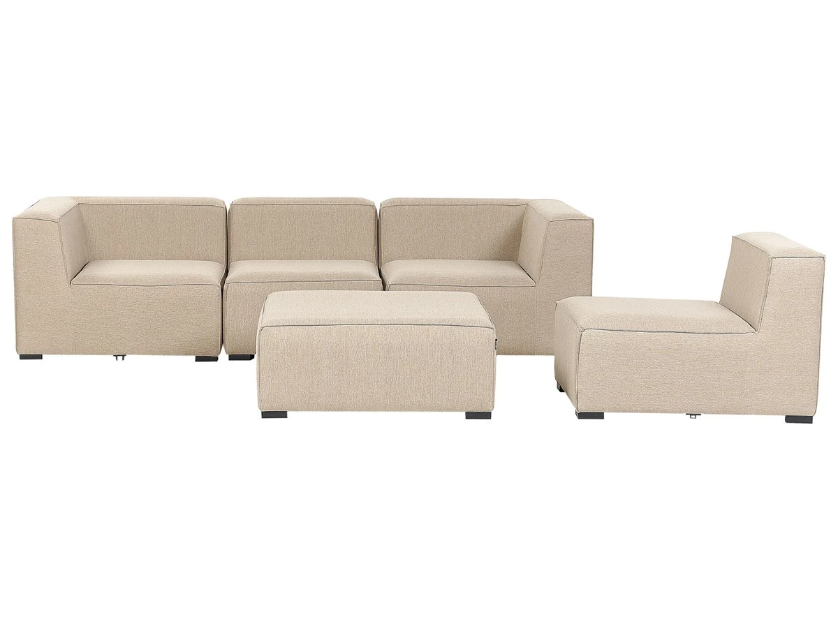 Sofá 4 Plazas Beige Arena/negro Con Reposapiés AREZZO - Imagen 7