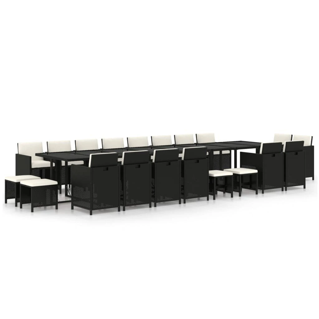 Set De Comedor Jardín 21 Pzas Con Cojines Ratán Sintético Negro VidaXL - Imagen 2
